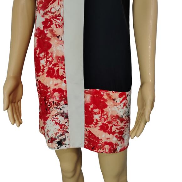 SILK PARKER Slip Dress Patchwork Floral Keyhole Strappy Black Red White Size S - Picture 5 of 10